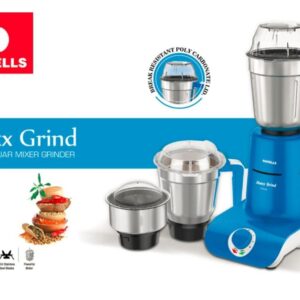Havells Maxx Grind 750 watt Mixer Grinder with 3 Wider Mouth Stainless Steel Jar, Hands Free Operation, SS-304 Grade Blade, Overload Indicator & 5 Year Motor Warranty (Blue).N.10732(V)