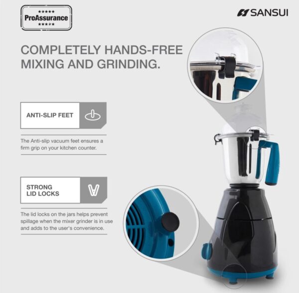 SANSUI Home pro 750w Juicer mixer Grinder ( SMG03) 4 Jar (Blue/Black)N.10747(V) Minor body damege