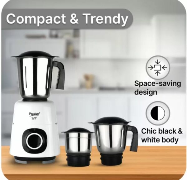 Prestige Flash Atlas 500 W Mixer Grinder (3 Jars, White, Black) N.10745(V) - Image 2