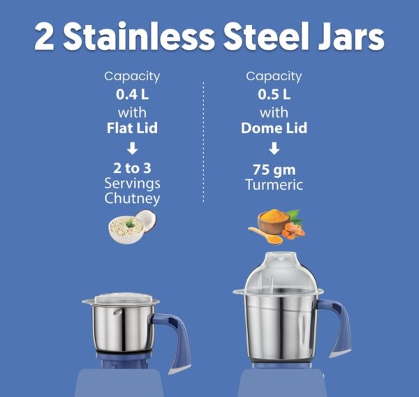 Preethi Blue Leaf Platinum Select Juicer Mixer Grinder for Kitchen|750 Watt Mixie, 3 Jars| 2 Yr Product Gurantee & Lifelong Free ServiceBlue (MG 226) N.10741(v) (Full Used ) - Image 2