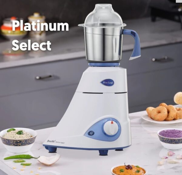 Preethi Blue Leaf Platinum Select Juicer Mixer Grinder for Kitchen|750 Watt Mixie, 1 Jars| 2 Yr Product Gurantee & Lifelong Free ServiceBlue (MG 226) Full Used (v)N.10741