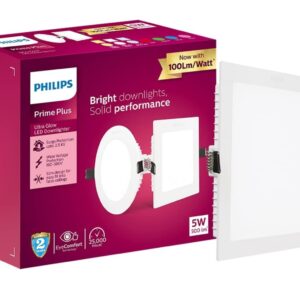 PHILIPS 5W Square AP Plus UltraGlow LED DL Recessed LED Panel Ceiling Light (Pack of 1, Cool day light) N.191(V)
