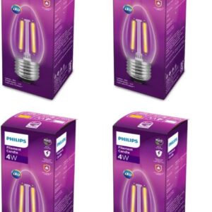 PHILIPS 4-watt Filament Candle LED Bulb | Clear Candle Bulb for Home & Decoration | Bulb Base: E27, Warm White | Pack of 5 N.438(V)