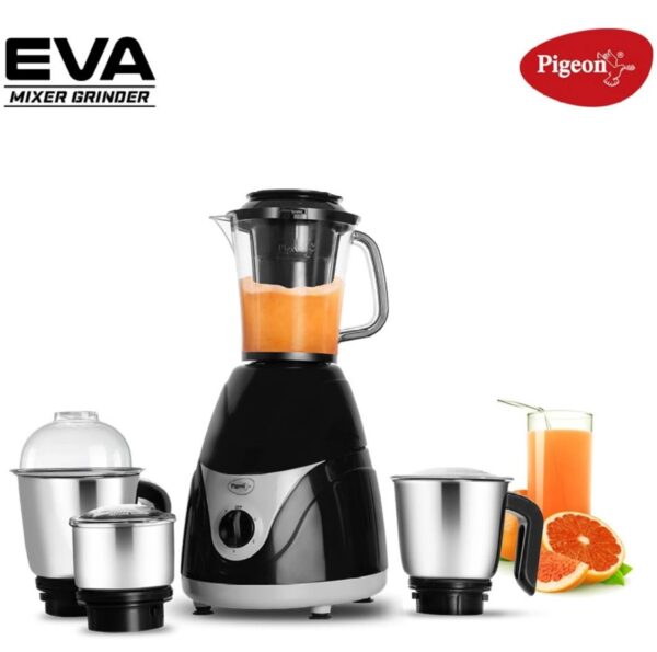 Pigeon Eva 750W Juicer mixer grinder (14300| 4 Jar White & Black Looking Used N.10739(v) - Image 2