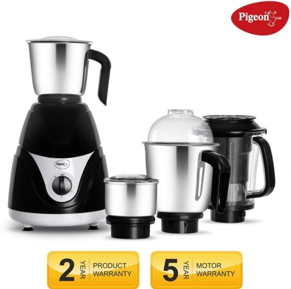 Pigeon Eva 750W Juicer mixer grinder (14300| 4 Jar White & Black Looking Used N.10739(v) - Image 3