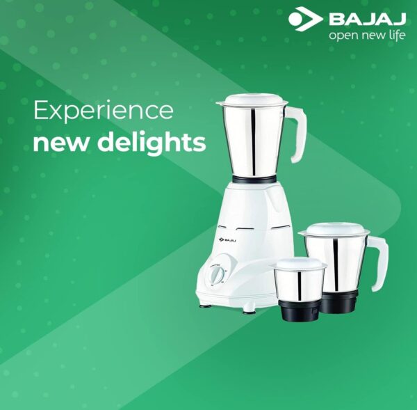 Bajaj Rex 500W Mixer Grinder with Nutri-Pro Feature, 3 Jars, White (2 piece Cap broken)N.6662(v)