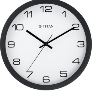 Titan Contemporary Wall Clock with Silent Sweep Technology - 30 Cm X 30 Cm (Medium)(Plastic) - Analog, Black (Back Side Damage)N.11108(v)