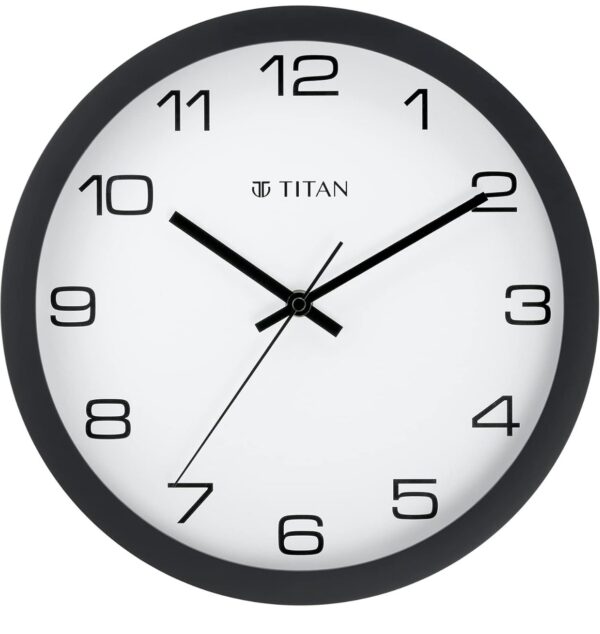 Titan Contemporary Wall Clock with Silent Sweep Technology - 30 Cm X 30 Cm (Medium)(Plastic) - Analog, Black (Back Side Damage)N.11108(v)