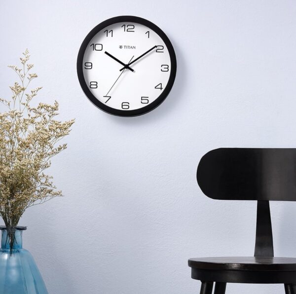 Titan Contemporary Wall Clock with Silent Sweep Technology - 30 Cm X 30 Cm (Medium)(Plastic) - Analog, Black (Back Side Damage)N.11108(v) - Image 4