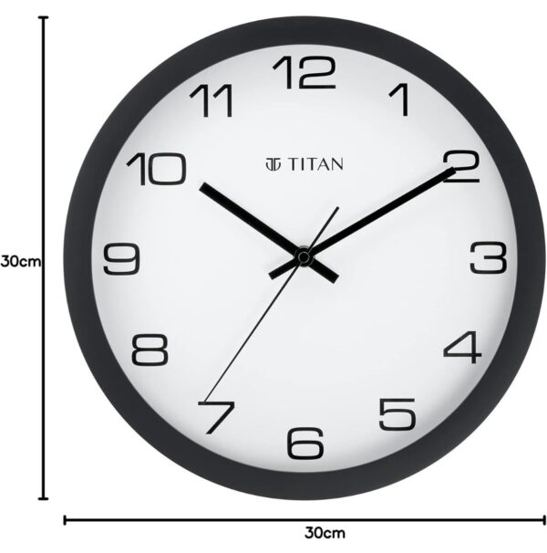 Titan Contemporary Wall Clock with Silent Sweep Technology - 30 Cm X 30 Cm (Medium)(Plastic) - Analog, Black (Back Side Damage)N.11108(v) - Image 2