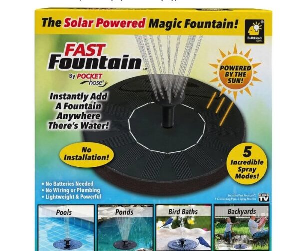 Fast Fountain Pocket Hose Solar-Powered-Instantly Adds a Water Feature Virtually Anywhere-5 Spray Modes-No Installation or Batteries Required-for Bird Baths & More, 6 in. (D) x 2 in. (H), Black
shani 8087 - Image 5