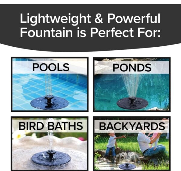Fast Fountain Pocket Hose Solar-Powered-Instantly Adds a Water Feature Virtually Anywhere-5 Spray Modes-No Installation or Batteries Required-for Bird Baths & More, 6 in. (D) x 2 in. (H), Black
shani 8087 - Image 3