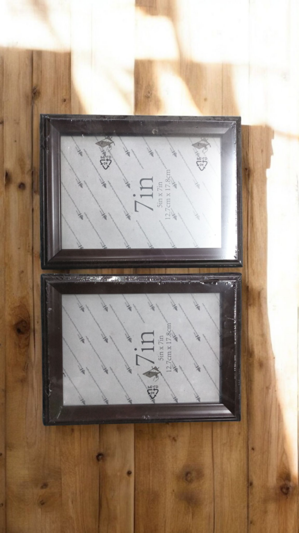 HOME DECOR Photo frame 5x7 Inch set of 2 Natural Wood Color Flexible Glass & Synthetic Wood Hanging/Table Top Modern Photo shani