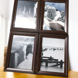 HOME DECOR Photo frame 5x7 Inch set of 4 Natural Wood Color Flexible Glass & Synthetic Wood Hanging/Table Top Modern Photo shani