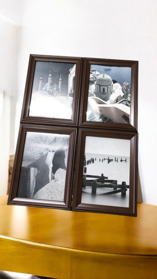 HOME DECOR Photo frame 5x7 Inch set of 4 Natural Wood Color Flexible Glass & Synthetic Wood Hanging/Table Top Modern Photo shani