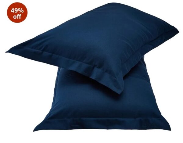 Amazon Brand - Solimo Elegant Navy Blue Pillow Cover, Brushed Cotton (Set of 2, Navy Blue, 20 in x 26in (51cm x 66 cm) SHANI - Image 2