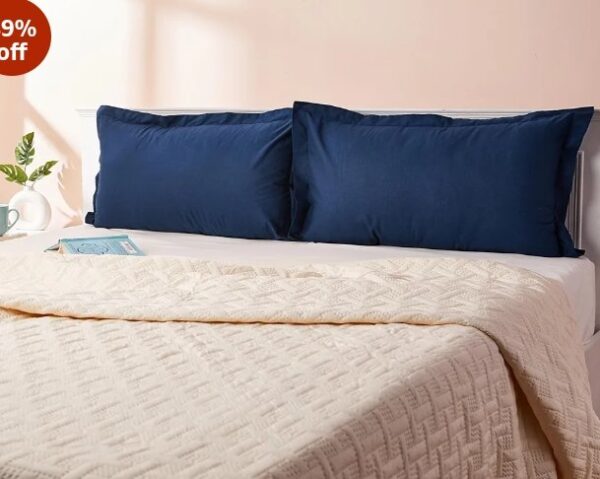 Amazon Brand - Solimo Elegant Navy Blue Pillow Cover, Brushed Cotton (Set of 2, Navy Blue, 20 in x 26in (51cm x 66 cm) SHANI - Image 3