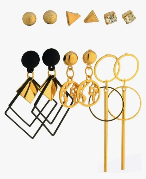 Thrillz Elegant AD Geometric Gold Plated Stud & Drop Earrings For Women Girls Earrings Combo Set 6 Pair of Earrings Gift For Sister SHANI (D 202) - Image 2