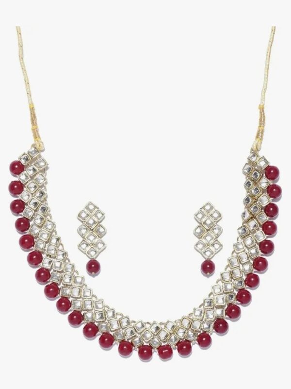 Shining Diva Fashion Kundan Choker Traditional Jewellery Necklace Set With Earrings For Women Girls (Red)( shani 631) SHANI - Image 2