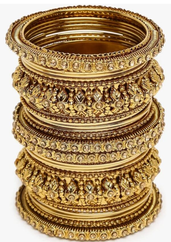 Shining Diva Fashion Latest Antique Gold Plated Set of 26 Stylish Traditional Bangle for Women size (2*8) (shani 632) SHANI - Image 6