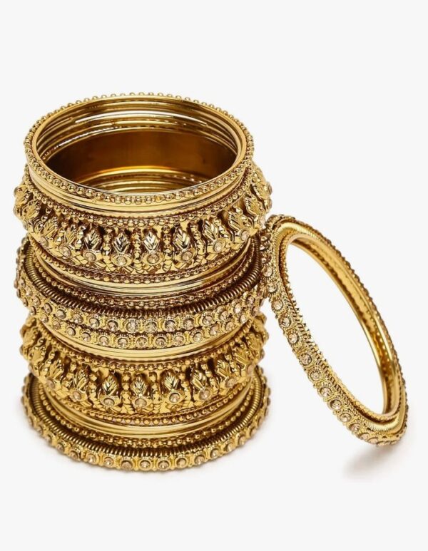 Shining Diva Fashion Latest Antique Gold Plated Set of 26 Stylish Traditional Bangle for Women size (2*8) (shani 632) SHANI - Image 5