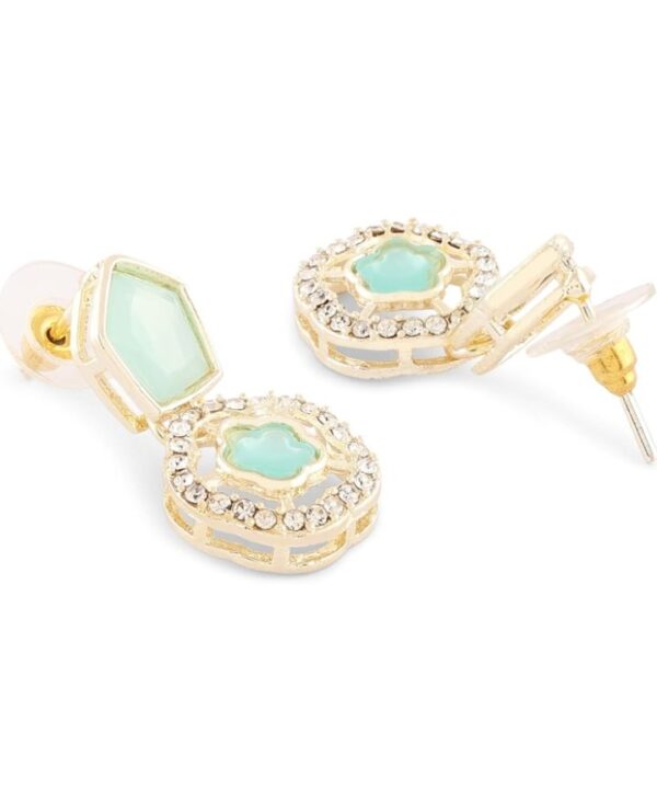 ZAVERI PEARLS Mint Green Kundan Austrian Diamonds & Artificial Stones Embellished Necklace Earring & Ring Set For Women-ZPFK17098
(10503,4,5,6,) shani - Image 3
