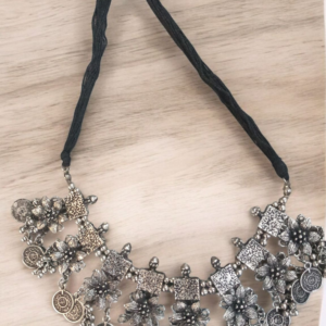 Shining Diva Fashion Latest Stylish Fancy Oxidized Traditional Oxidised Choker Necklace Jewellery Set for Women (rrsd13124s)  (10484,10485) shani ( ring not inklud)