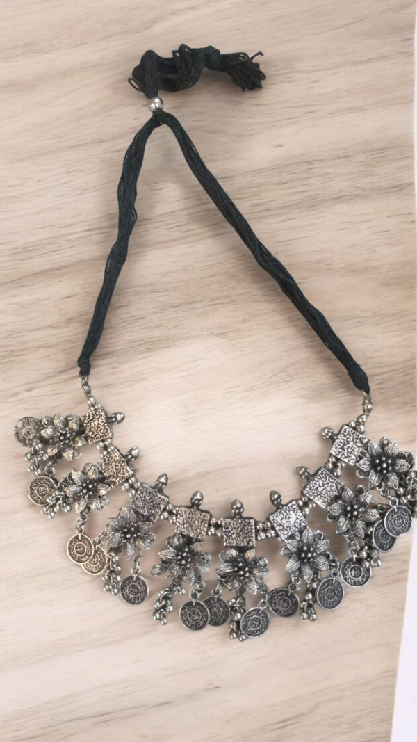 Shining Diva Fashion Latest Stylish Fancy Oxidized Traditional Oxidised Choker Necklace Jewellery Set for Women (rrsd13124s)  (10484,10485) shani ( ring not inklud)