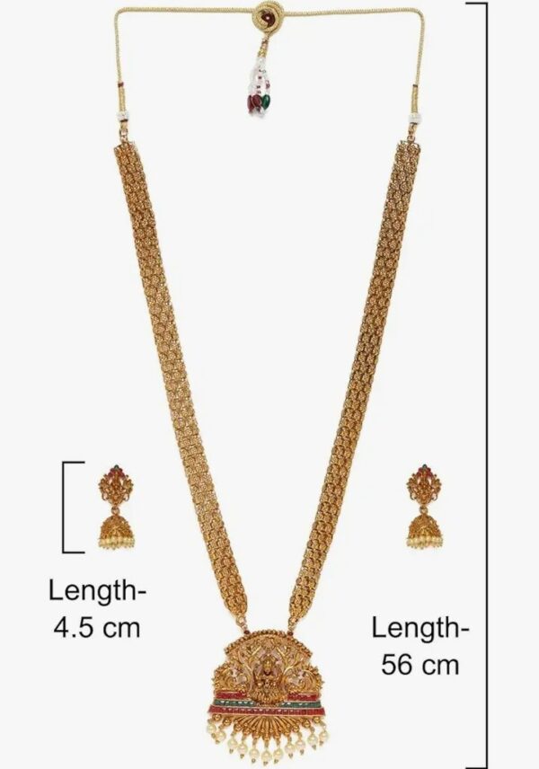 ZAVERI PEARLS Antique Gold Tone Bridal Collection Long Temple Necklace & Earring Set For Women-ZPFK10177
(10460, 10461,10462,10463,10464,10465,10466,10467) shani - Image 3