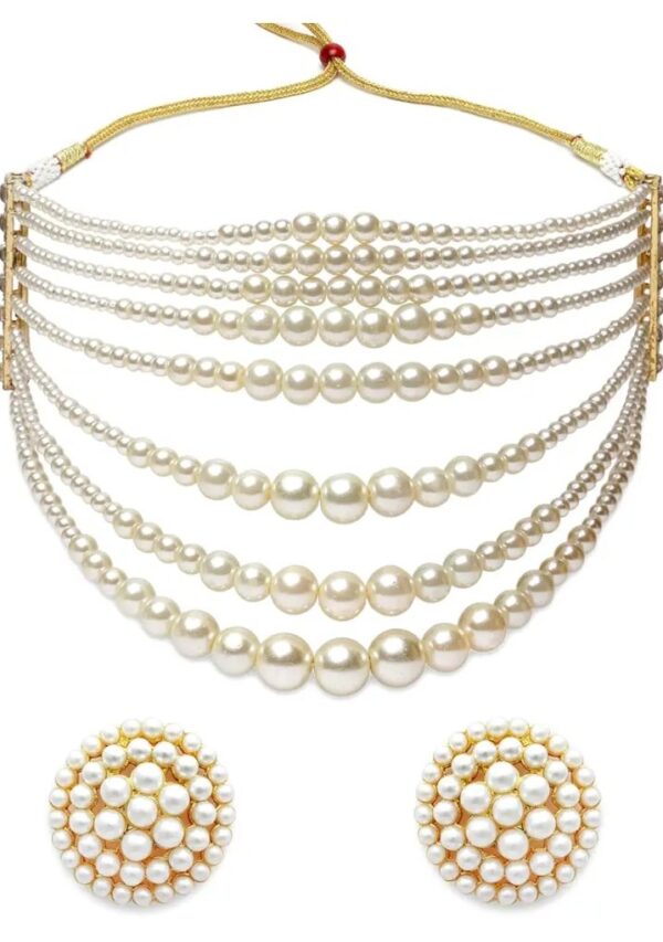 Shining Diva Fashion Latest Stylish Design Fancy Pearl Necklace Jewellery Set for Women (15863s)
(10450-10451-10452) shani