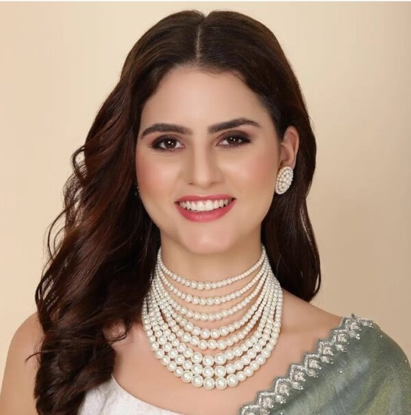 Shining Diva Fashion Latest Stylish Design Fancy Pearl Necklace Jewellery Set for Women (15863s)
(10450-10451-10452) shani - Image 8