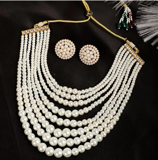 Shining Diva Fashion Latest Stylish Design Fancy Pearl Necklace Jewellery Set for Women (15863s)
(10450-10451-10452) shani - Image 5