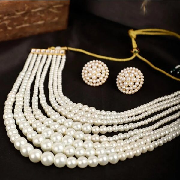 Shining Diva Fashion Latest Stylish Design Fancy Pearl Necklace Jewellery Set for Women (15863s)
(10450-10451-10452) shani - Image 4