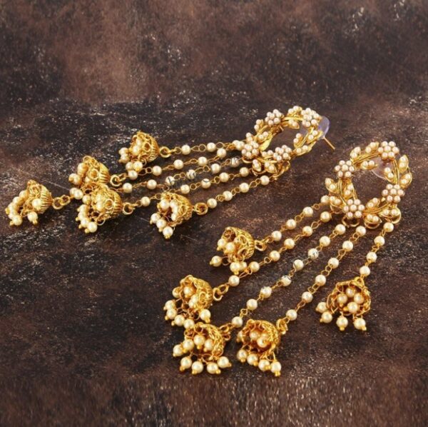 Shining Diva Fashion Gold Plated Stylish Pearl Jhumka Jhumki Traditional Earrings for Women and Girls (Golden) (8630er)
(10454-10455-10456-10457-10458) SHANI - Image 4