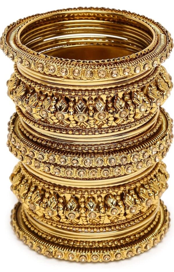 Shining Diva Fashion Latest Antique Gold Plated Set of 26 Stylish Traditional Bangle for Women (10477-10478-10479-10480-10582) Shani (size 2-8) - Image 8
