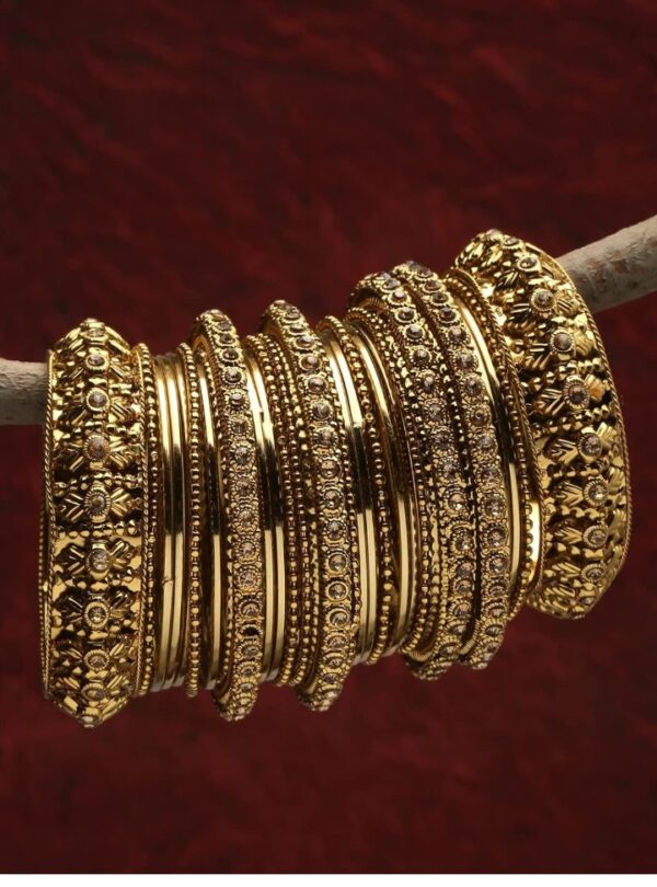 Shining Diva Fashion Latest Antique Gold Plated Set of 26 Stylish Traditional Bangle for Women (10477-10478-10479-10480-10582) Shani (size 2-8) - Image 6