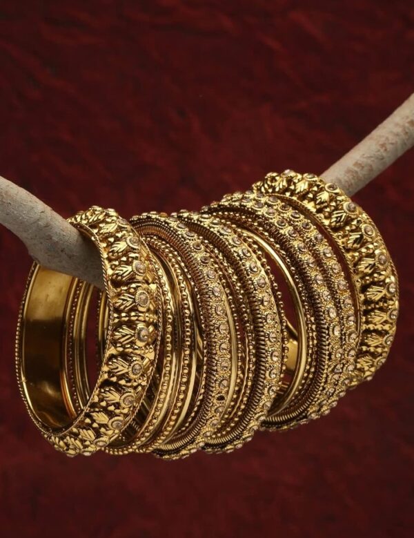 Shining Diva Fashion Latest Antique Gold Plated Set of 26 Stylish Traditional Bangle for Women (10477-10478-10479-10480-10582) Shani (size 2-8) - Image 2