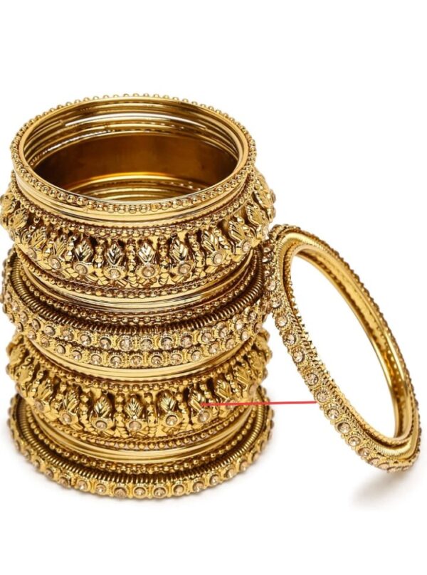 Shining Diva Fashion Latest Antique Gold Plated Set of 26 Stylish Traditional Bangle for Women (10477-10478-10479-10480-10582) Shani (size 2-8) - Image 4