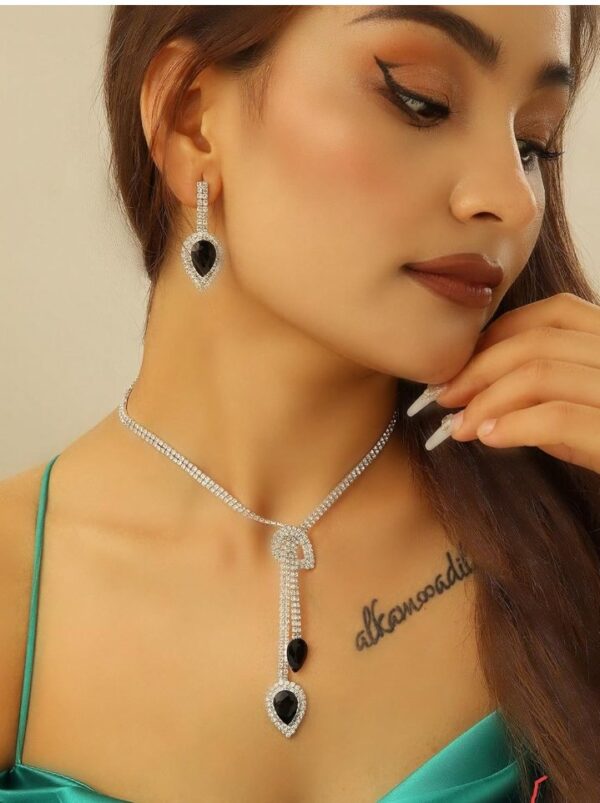 Shining Diva Fashion Latest Stylish Fancy Sparkling Crystal Diamond Necklace Jewellery Set for Women
(10468-10469-10470) SHANI - Image 5