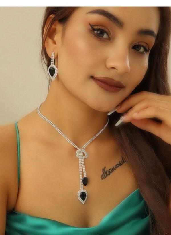 Shining Diva Fashion Latest Stylish Fancy Sparkling Crystal Diamond Necklace Jewellery Set for Women
(10468-10469-10470) SHANI - Image 9