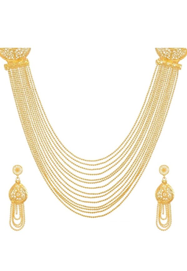 Shining Diva Fashion One Gram Gold Plated Latest Long Chain Traditional Necklace Jewellery Set for Women (10498-10499-10500-10501) SHANI - Image 2