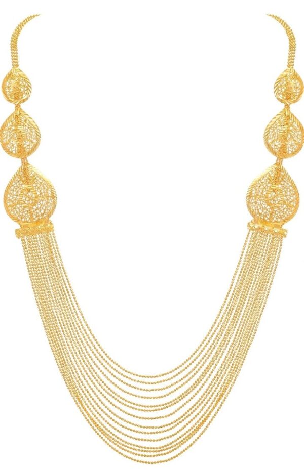 Shining Diva Fashion One Gram Gold Plated Latest Long Chain Traditional Necklace Jewellery Set for Women (10498-10499-10500-10501) SHANI - Image 3