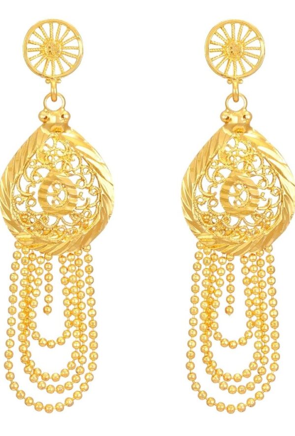 Shining Diva Fashion One Gram Gold Plated Latest Long Chain Traditional Necklace Jewellery Set for Women (10498-10499-10500-10501) SHANI - Image 6