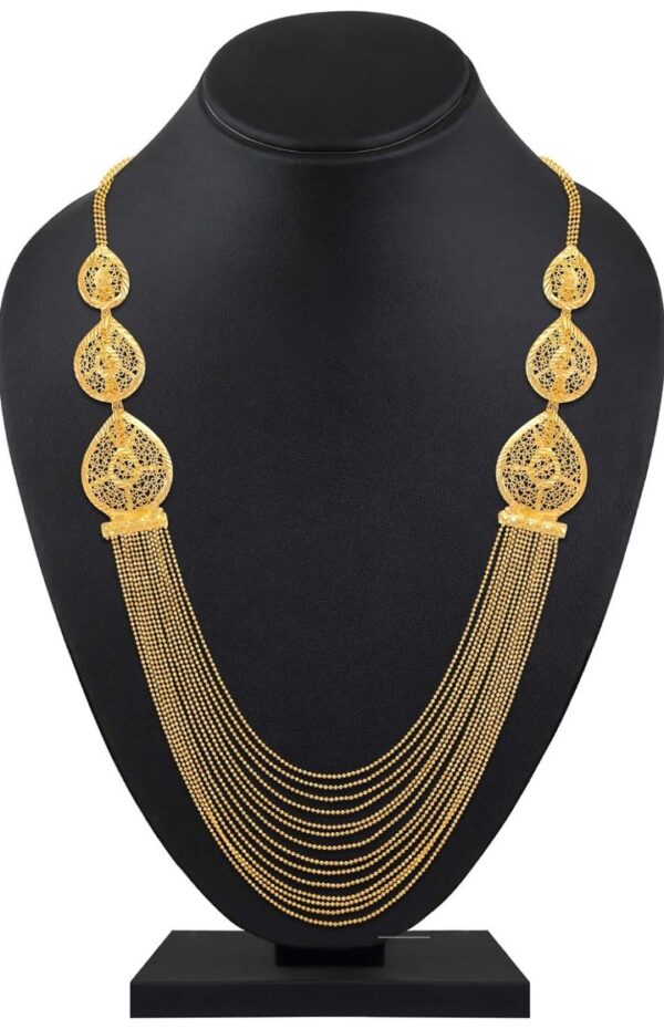 Shining Diva Fashion One Gram Gold Plated Latest Long Chain Traditional Necklace Jewellery Set for Women (10498-10499-10500-10501) SHANI - Image 5