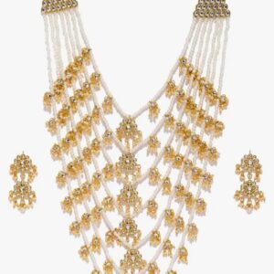 Zaveri Pearls Kundan & Pearls Jewellery Set for Women (Golden)(ZPFK8520) (10440-10441-10442-10443) SHANI