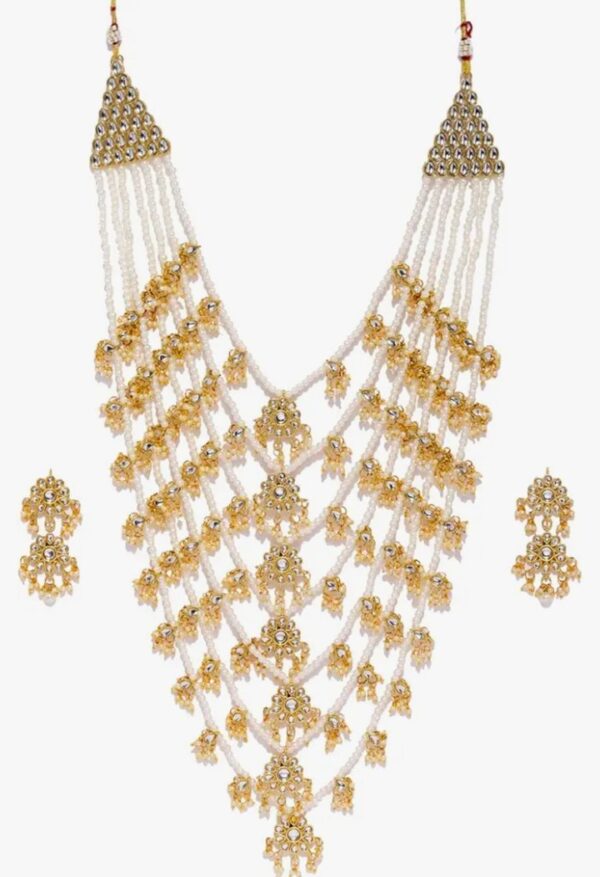 Zaveri Pearls Kundan & Pearls Jewellery Set for Women (Golden)(ZPFK8520) (10440-10441-10442-10443) SHANI