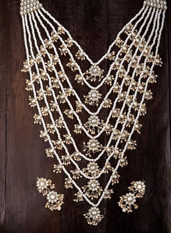Zaveri Pearls Kundan & Pearls Jewellery Set for Women (Golden)(ZPFK8520) (10440-10441-10442-10443) SHANI - Image 2