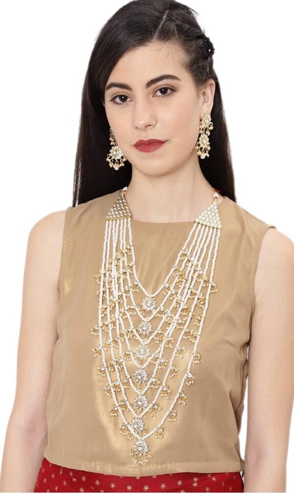 Zaveri Pearls Kundan & Pearls Jewellery Set for Women (Golden)(ZPFK8520) (10440-10441-10442-10443) SHANI - Image 3