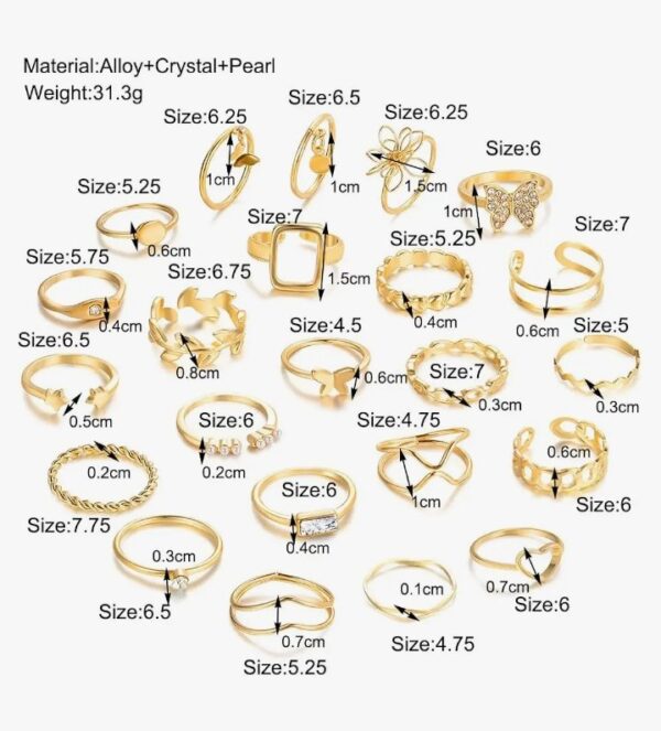 Shining Diva Fashion Maximum 48PCS Vintage Butterfly Heart Snake Rings Set Latest Stylish Gold Plated Geometric Hollow Finger Rings for Women and Girls
(10437-10438-10439) SHANI - Image 2