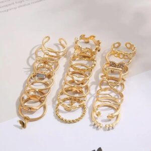 Shining Diva Fashion Maximum 48PCS Vintage Butterfly Heart Snake Rings Set Latest Stylish Gold Plated Geometric Hollow Finger Rings for Women and Girls
(10437-10438-10439) SHANI